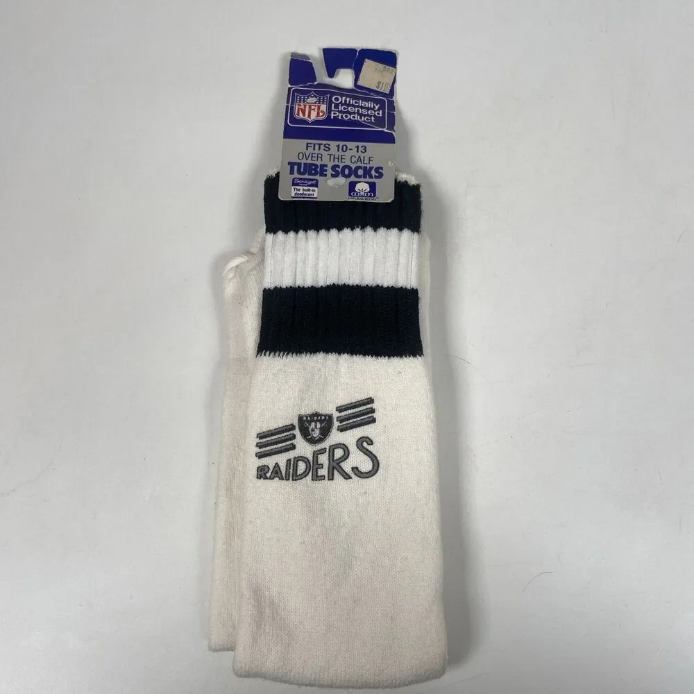 Vintage 1970’s NFL Oakland LA Raiders Tube Socks Men's 10-13 Over The Calf Socks